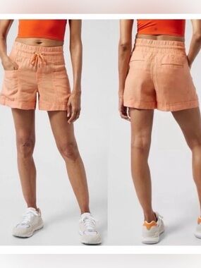 Athleta Cabo Linen 4” Shorts Peach Orange Size 8